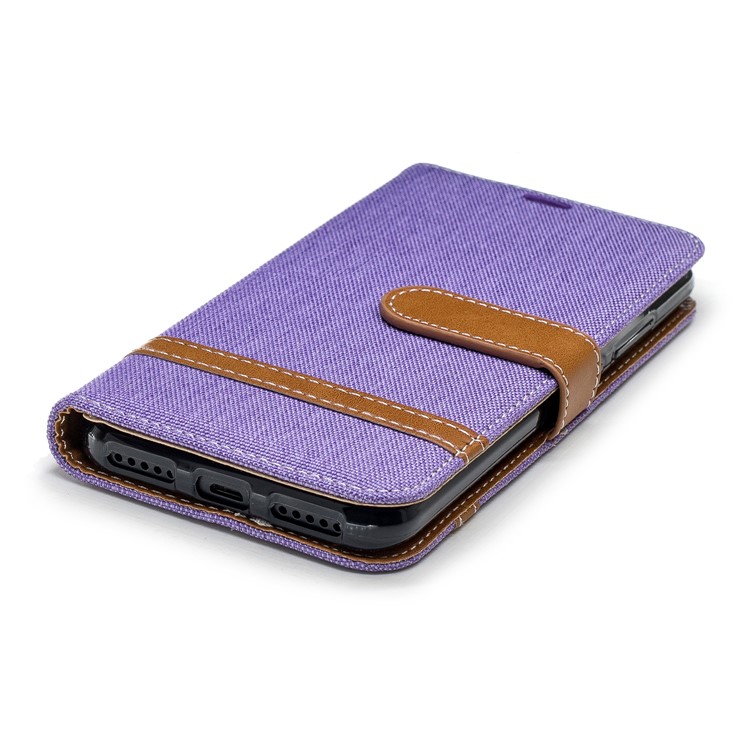 Assorted Color Jeans Cloth Leather Wallet Case Cover for Xiaomi Mi A2 Lite / Redmi 6 Pro - Purple-6
