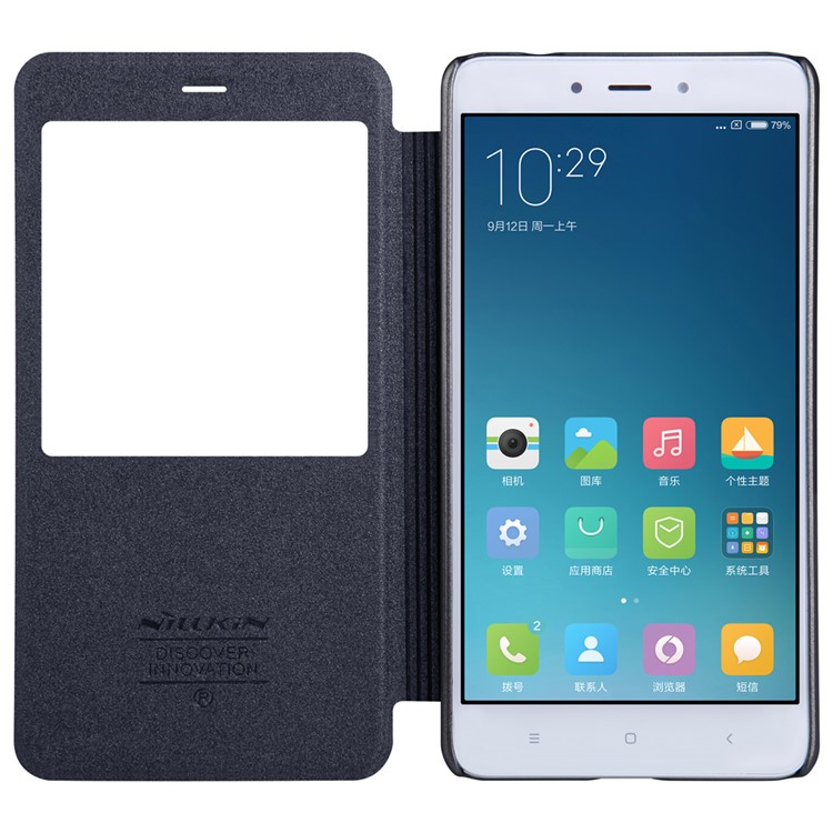 NILLKIN Sparkle Series Smart View Window Leather Case for Xiaomi Redmi Note 4 - Black-1