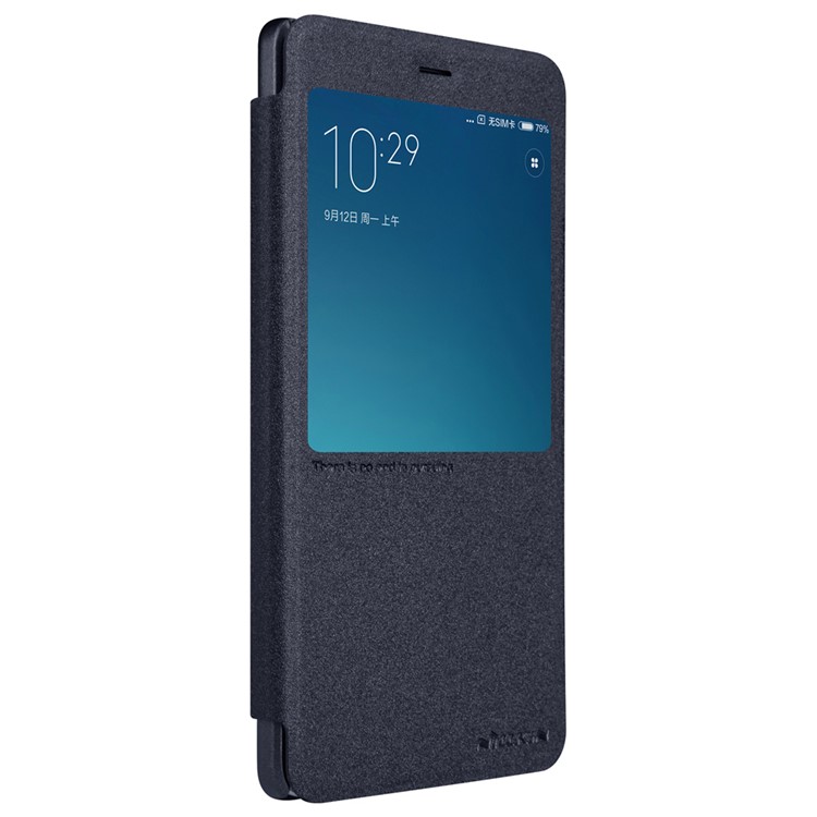 NILLKIN Sparkle Series Smart View Window Leather Case for Xiaomi Redmi Note 4 - Black-1