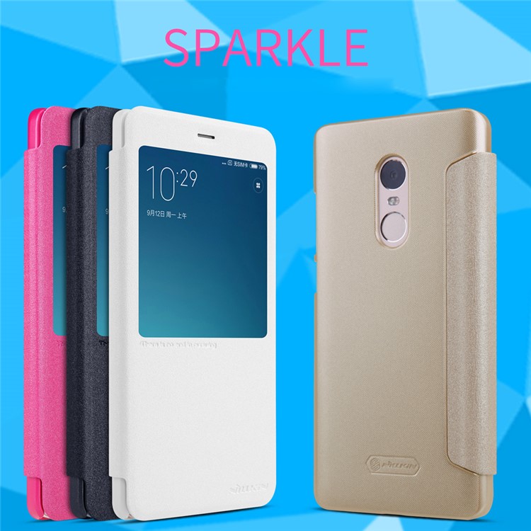 NILLKIN Sparkle Series Smart View Window Leather Case for Xiaomi Redmi Note 4 - Black-1