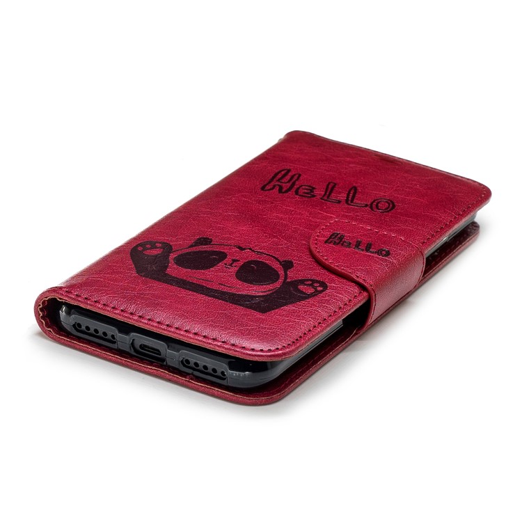 Imprinted Hello Panda Wallet Stand Leather Cover for Xiaomi Mi A2 Lite / Redmi 6 Pro - Rose-6