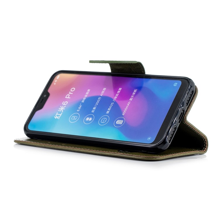 Imprinted Hello Panda Wallet Stand Leather Mobile Case for Xiaomi Mi A2 Lite / Redmi 6 Pro - Green-5