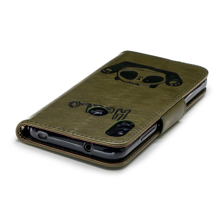 Imprinted Hello Panda Wallet Stand Leather Mobile Case for Xiaomi Mi A2 Lite / Redmi 6 Pro - Green-7