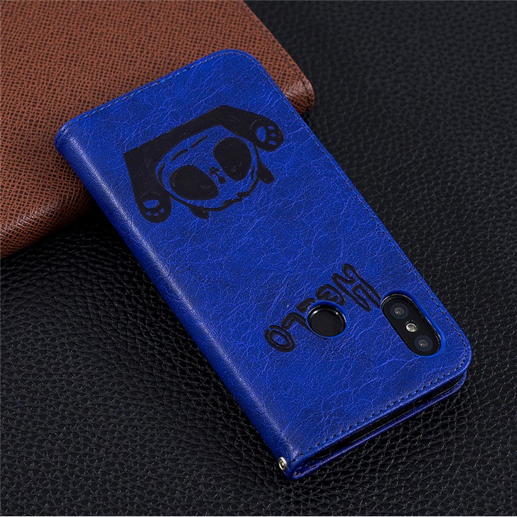 Imprinted Hello Panda Wallet Stand Leather Protector Shell for Xiaomi Mi A2 Lite / Redmi 6 Pro - Blue-10