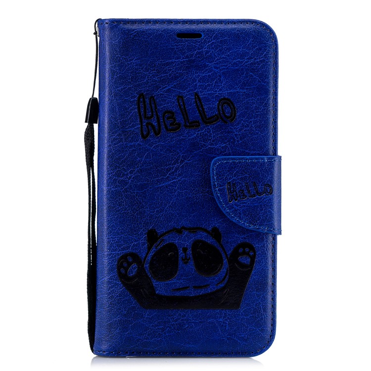 Imprinted Hello Panda Wallet Stand Leather Protector Shell for Xiaomi Mi A2 Lite / Redmi 6 Pro - Blue-2