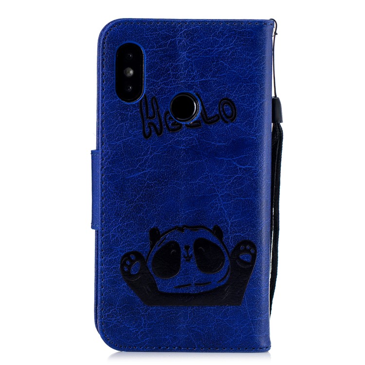 Imprinted Hello Panda Wallet Stand Leather Protector Shell for Xiaomi Mi A2 Lite / Redmi 6 Pro - Blue-3