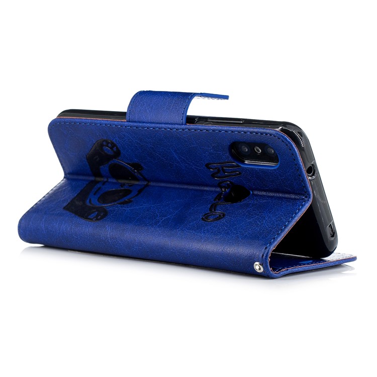 Imprinted Hello Panda Wallet Stand Leather Protector Shell for Xiaomi Mi A2 Lite / Redmi 6 Pro - Blue-4