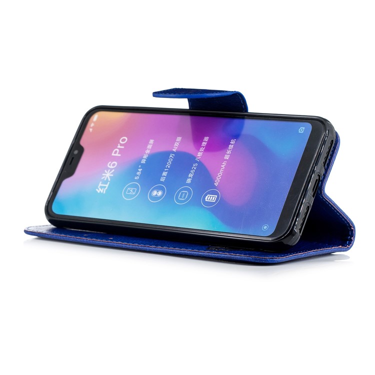 Imprinted Hello Panda Wallet Stand Leather Protector Shell for Xiaomi Mi A2 Lite / Redmi 6 Pro - Blue-5