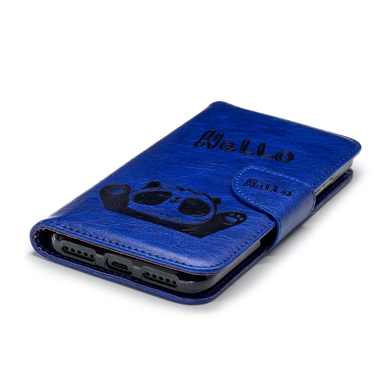 Imprinted Hello Panda Wallet Stand Leather Protector Shell for Xiaomi Mi A2 Lite / Redmi 6 Pro - Blue-6