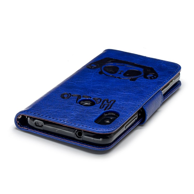 Imprinted Hello Panda Wallet Stand Leather Protector Shell for Xiaomi Mi A2 Lite / Redmi 6 Pro - Blue-7