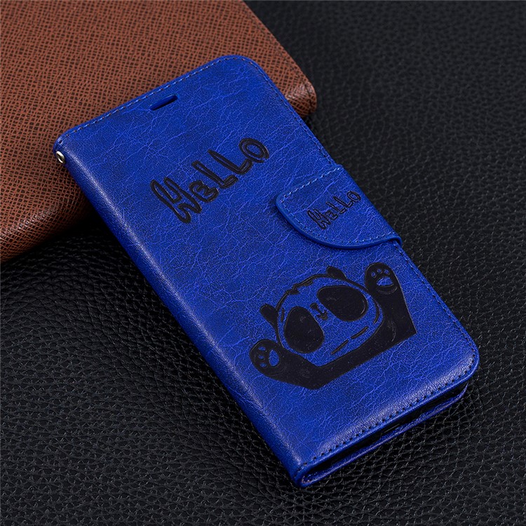 Imprinted Hello Panda Wallet Stand Leather Protector Shell for Xiaomi Mi A2 Lite / Redmi 6 Pro - Blue-9