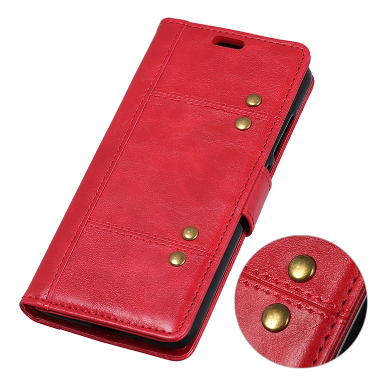 Flip Rivet Stand Wallet Magnetic Leather Mobile Phone Cover for Xiaomi Redmi 6 - Red-2