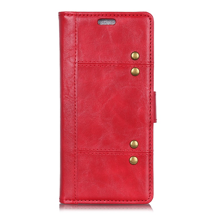 Flip Rivet Stand Wallet Magnetic Leather Mobile Phone Cover for Xiaomi Redmi 6 - Red-3