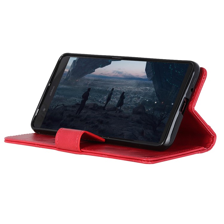 Flip Rivet Stand Wallet Magnetic Leather Mobile Phone Cover for Xiaomi Redmi 6 - Red-5