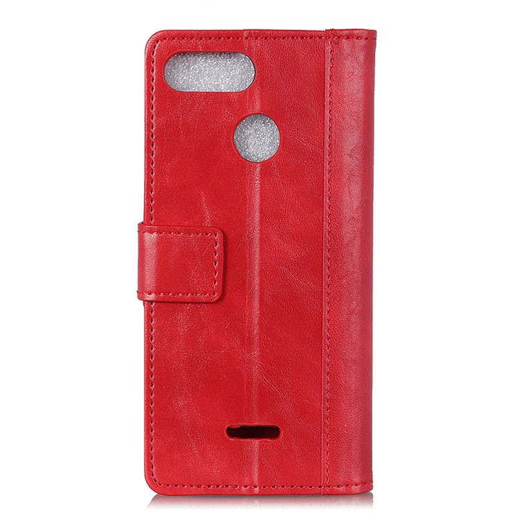 Flip Rivet Stand Wallet Magnetic Leather Mobile Phone Cover for Xiaomi Redmi 6 - Red-8