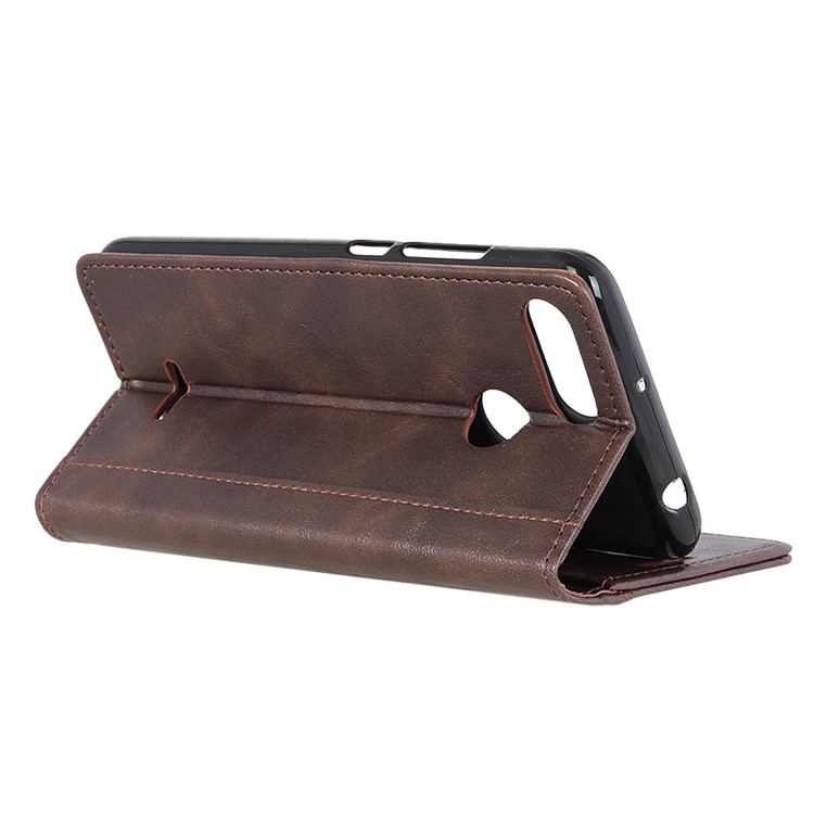 Flip Rivet Stand Wallet Magnetic Leather Cell Phone Casing for Xiaomi Redmi 6 - Brown-10