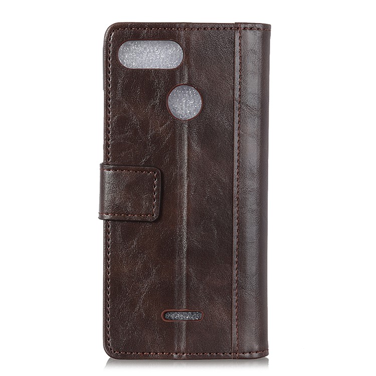 Flip Rivet Stand Wallet Magnetic Leather Cell Phone Casing for Xiaomi Redmi 6 - Brown-8