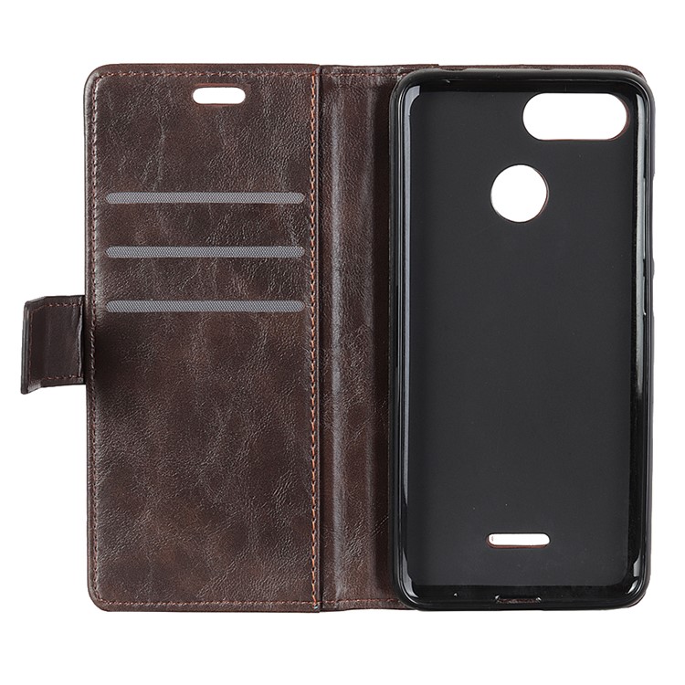 Flip Rivet Stand Wallet Magnetic Leather Cell Phone Casing for Xiaomi Redmi 6 - Brown-9