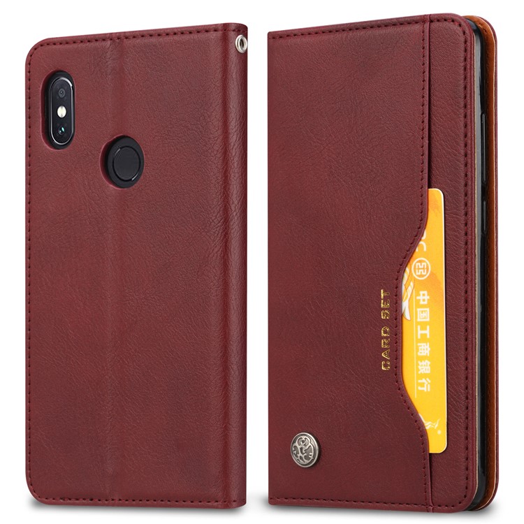 PU Leather Auto-absorbed Stand Wallet Phone Shell for Xiaomi Redmi 6 Pro / Mi A2 Lite - Wine Red-2