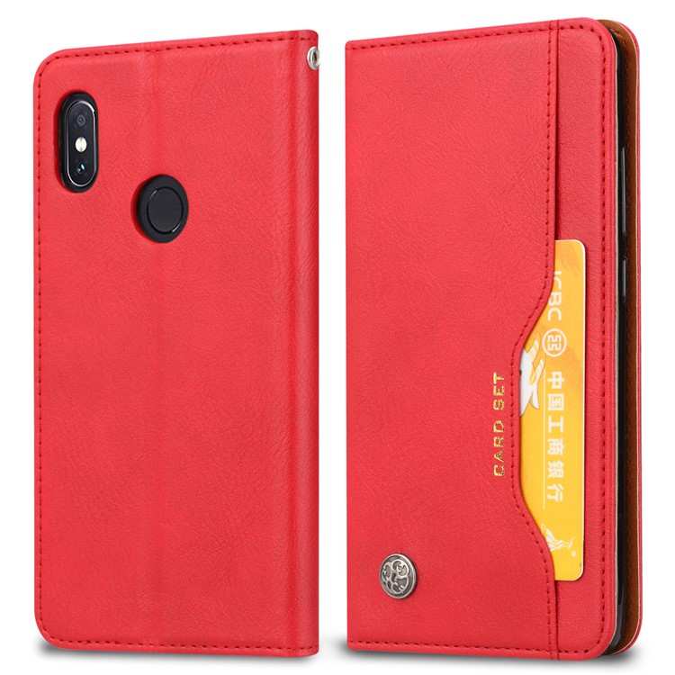 PU Leather Auto-absorbed Stand Wallet Phone Cover for Xiaomi Mi Max 3 - Red-2