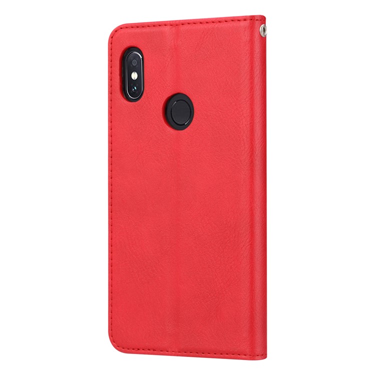 PU Leather Auto-absorbed Stand Wallet Phone Cover for Xiaomi Mi Max 3 - Red-4