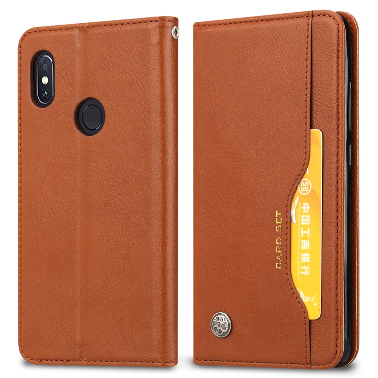 PU Leather Auto-absorbed Stand Wallet Protective Casing for Xiaomi Mi Max 3 - Brown-2