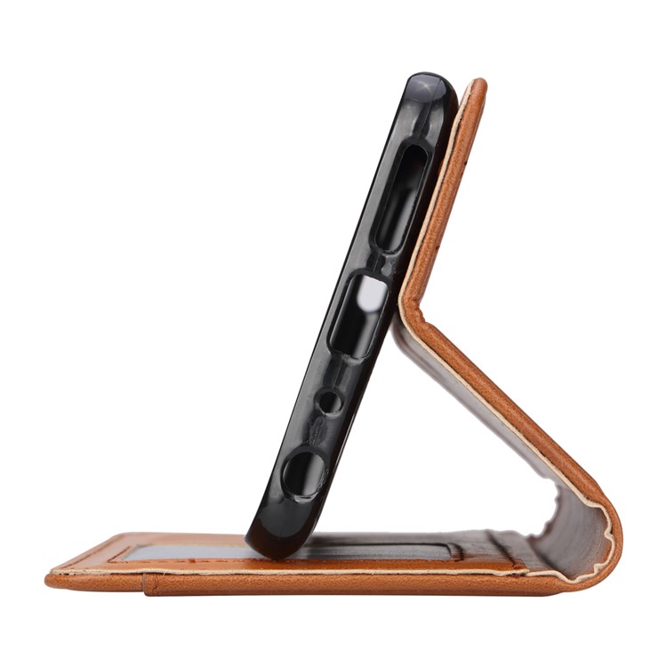PU Leather Auto-absorbed Stand Wallet Protective Casing for Xiaomi Mi Max 3 - Brown-6