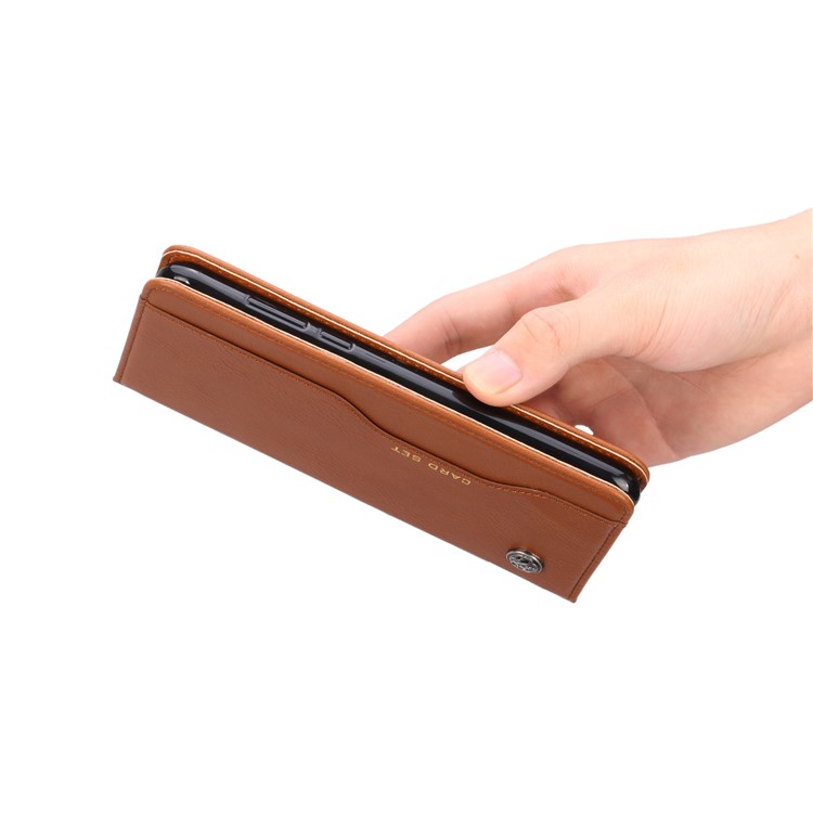 PU Leather Auto-absorbed Stand Wallet Protective Casing for Xiaomi Mi Max 3 - Brown-9