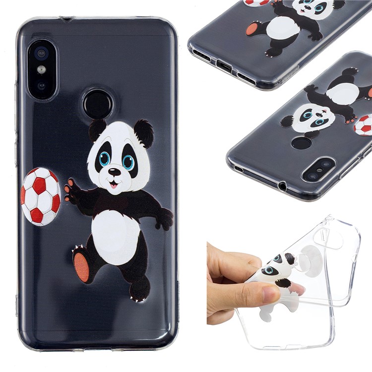 Pattern Printing TPU Cover Case for Xiaomi Mi A2 Lite / Redmi 6 Pro - Panda Playing Football-1