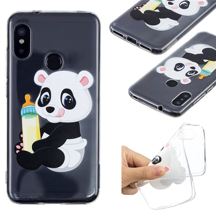 Pattern Printing TPU Soft Case for Xiaomi Mi A2 Lite / Redmi 6 Pro - Panda Holding a Bottle-1