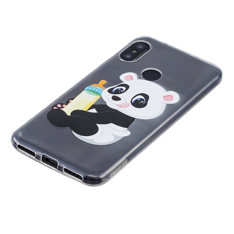 Pattern Printing TPU Soft Case for Xiaomi Mi A2 Lite / Redmi 6 Pro - Panda Holding a Bottle-3