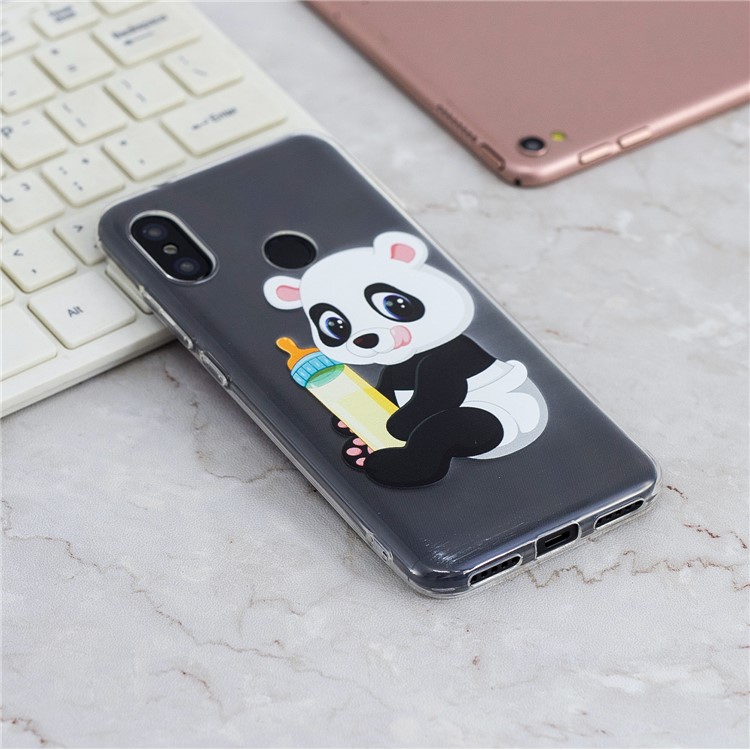 Pattern Printing TPU Soft Case for Xiaomi Mi A2 Lite / Redmi 6 Pro - Panda Holding a Bottle-6
