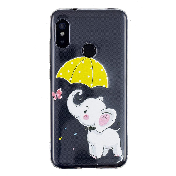 Pattern Printing TPU Phone Cover Case for Xiaomi Mi A2 Lite / Redmi 6 Pro - Elephant Holding an Umbrella-2
