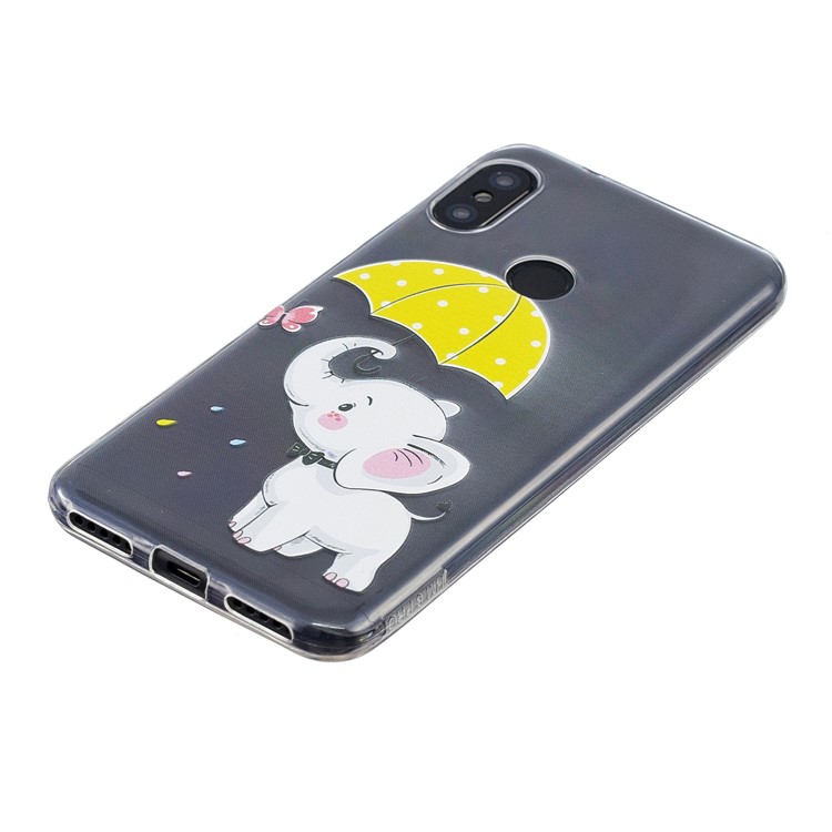 Pattern Printing TPU Phone Cover Case for Xiaomi Mi A2 Lite / Redmi 6 Pro - Elephant Holding an Umbrella-3