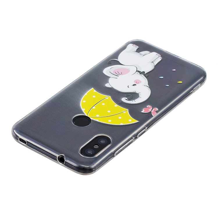 Pattern Printing TPU Phone Cover Case for Xiaomi Mi A2 Lite / Redmi 6 Pro - Elephant Holding an Umbrella-4