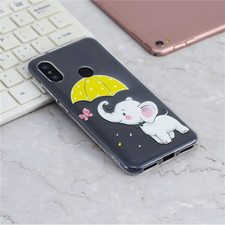Pattern Printing TPU Phone Cover Case for Xiaomi Mi A2 Lite / Redmi 6 Pro - Elephant Holding an Umbrella-6