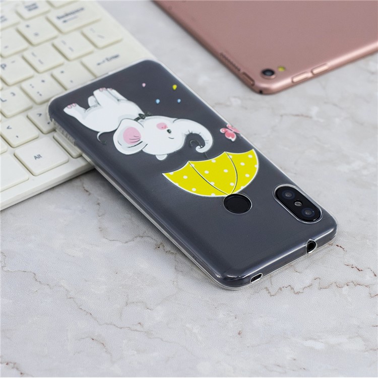Pattern Printing TPU Phone Cover Case for Xiaomi Mi A2 Lite / Redmi 6 Pro - Elephant Holding an Umbrella-7