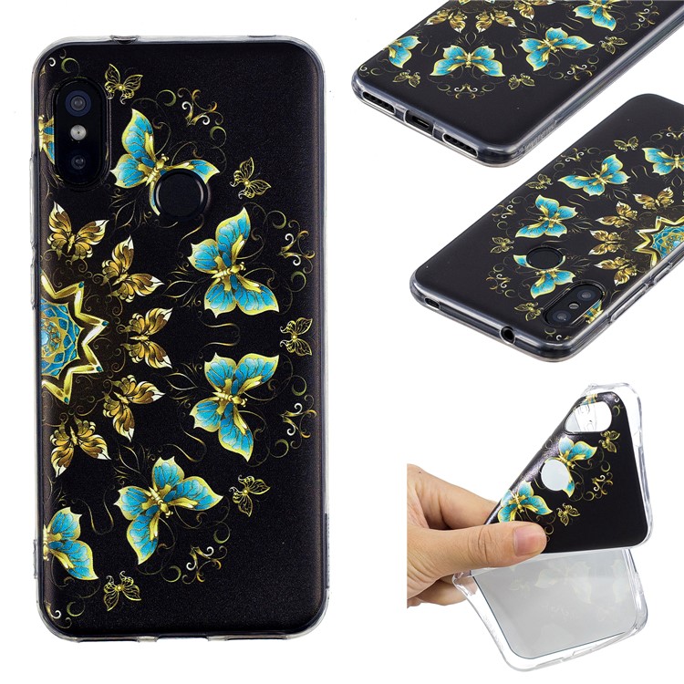 Pattern Printing TPU Gel Case for Xiaomi Mi A2 Lite / Redmi 6 Pro - Colorized Butterfly-1