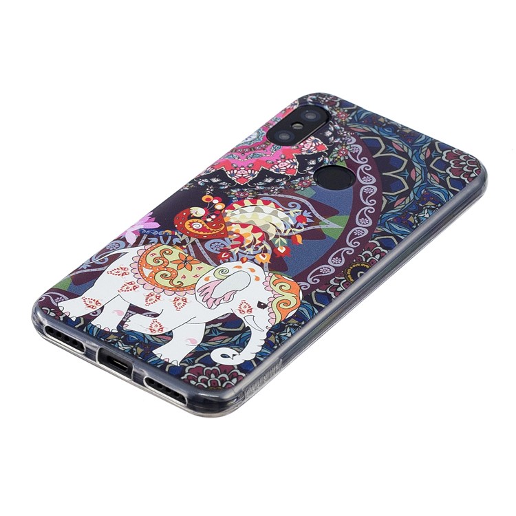 Pattern Printing TPU Case Accessory for Xiaomi Mi A2 Lite / Redmi 6 Pro - Flower and Elephant-3