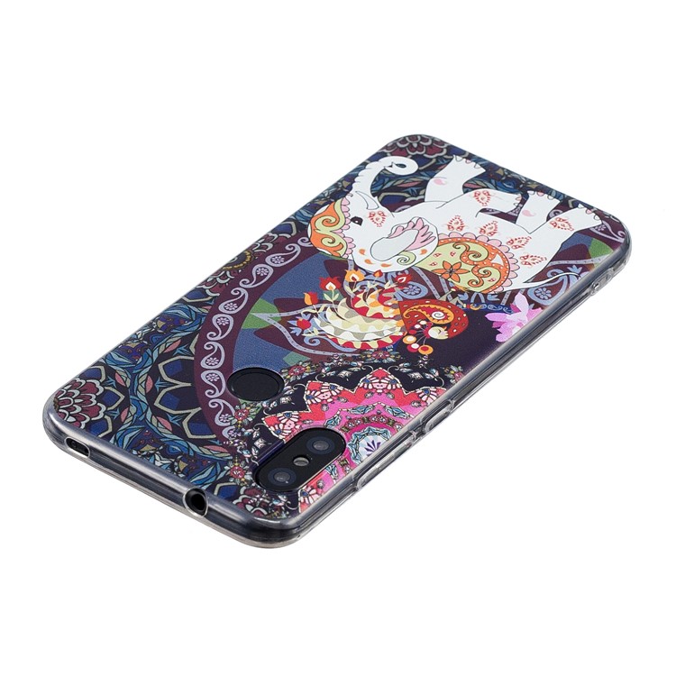 Pattern Printing TPU Case Accessory for Xiaomi Mi A2 Lite / Redmi 6 Pro - Flower and Elephant-4