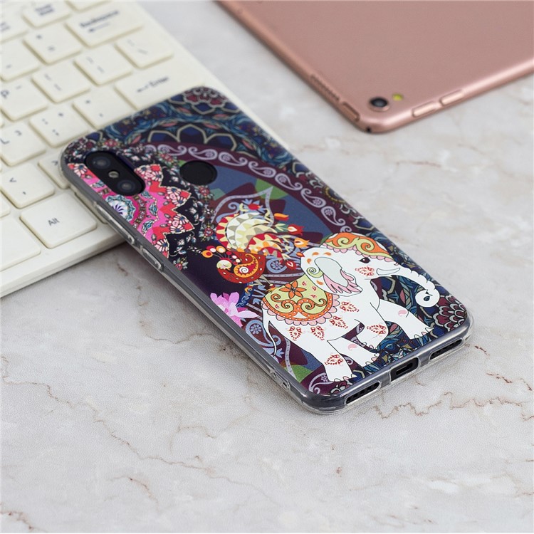 Pattern Printing TPU Case Accessory for Xiaomi Mi A2 Lite / Redmi 6 Pro - Flower and Elephant-6