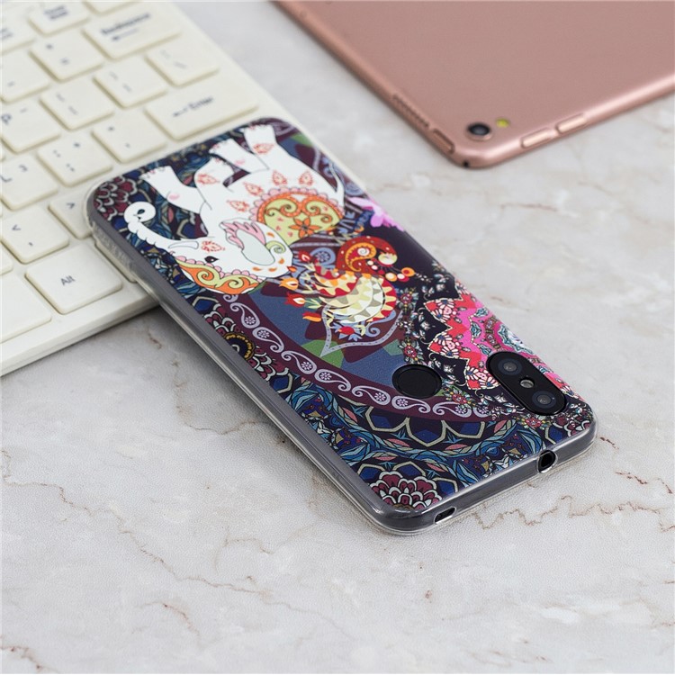 Pattern Printing TPU Case Accessory for Xiaomi Mi A2 Lite / Redmi 6 Pro - Flower and Elephant-7