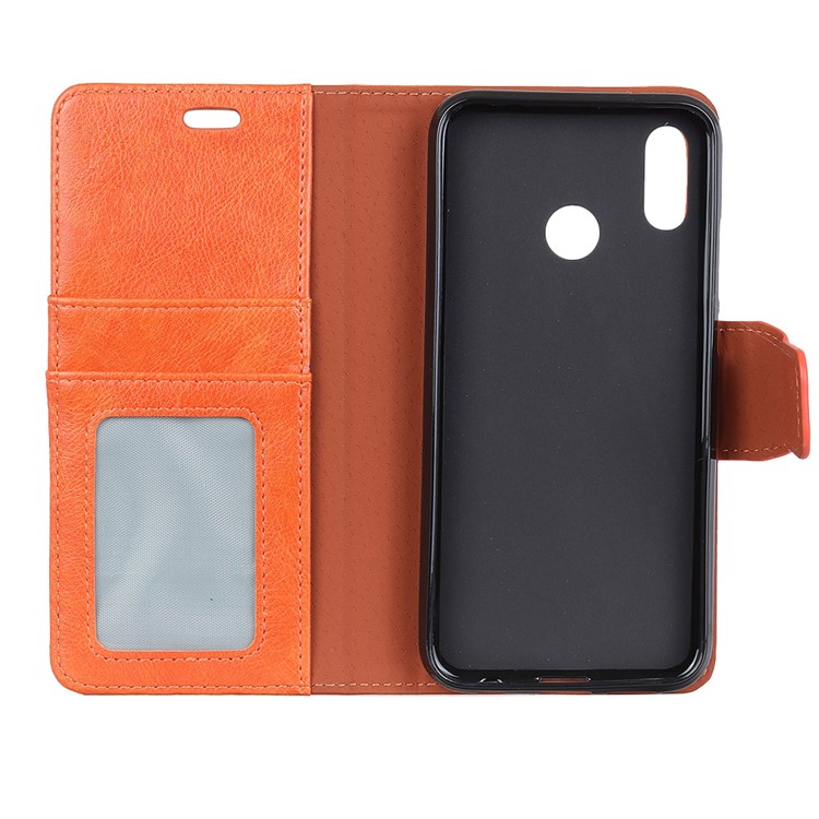 Textured Split Leather Magnetic Wallet Case for Xiaomi Redmi Note 6 - Orange-4