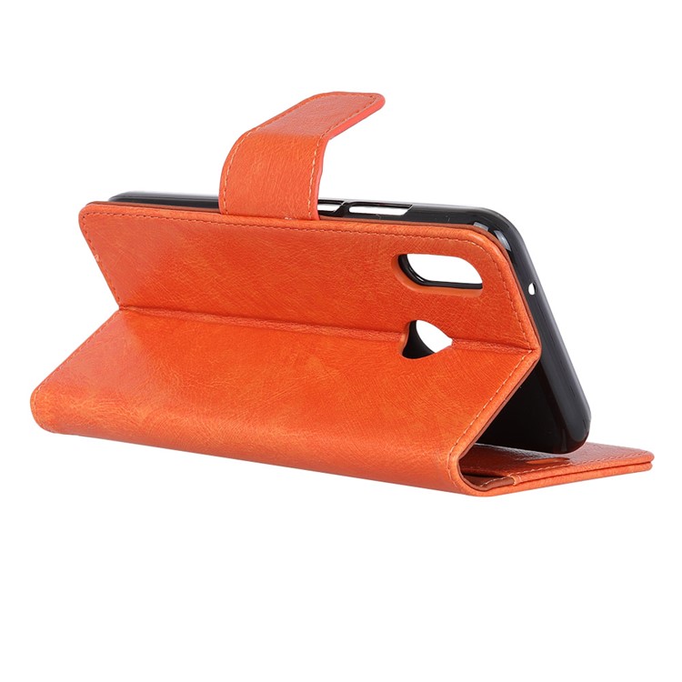 Textured Split Leather Magnetic Wallet Case for Xiaomi Redmi Note 6 - Orange-6