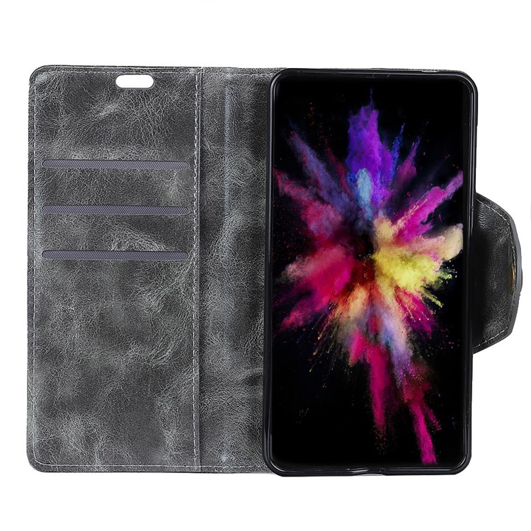 Wallet Stand PU Leather Protection Phone Shell for Xiaomi Redmi Note 6 - Grey-4