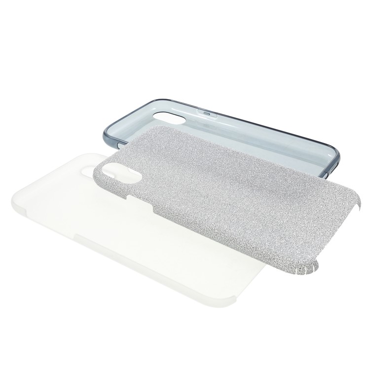 Glittery TPU PC Hybrid Back Casing for iPhone XR 6.1 inch - Grey-8