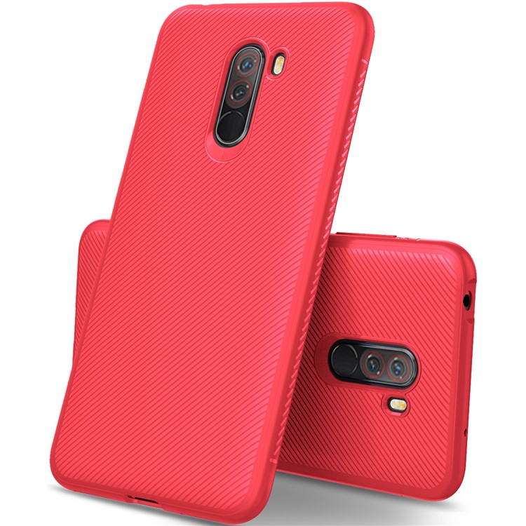 Twill Texture TPU Back Case for Xiaomi Pocophone F1 / Poco F1 (India) - Red-1
