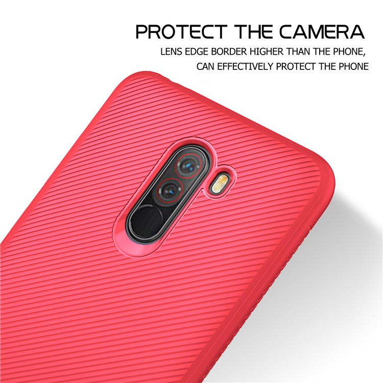 Twill Texture TPU Back Case for Xiaomi Pocophone F1 / Poco F1 (India) - Red-3