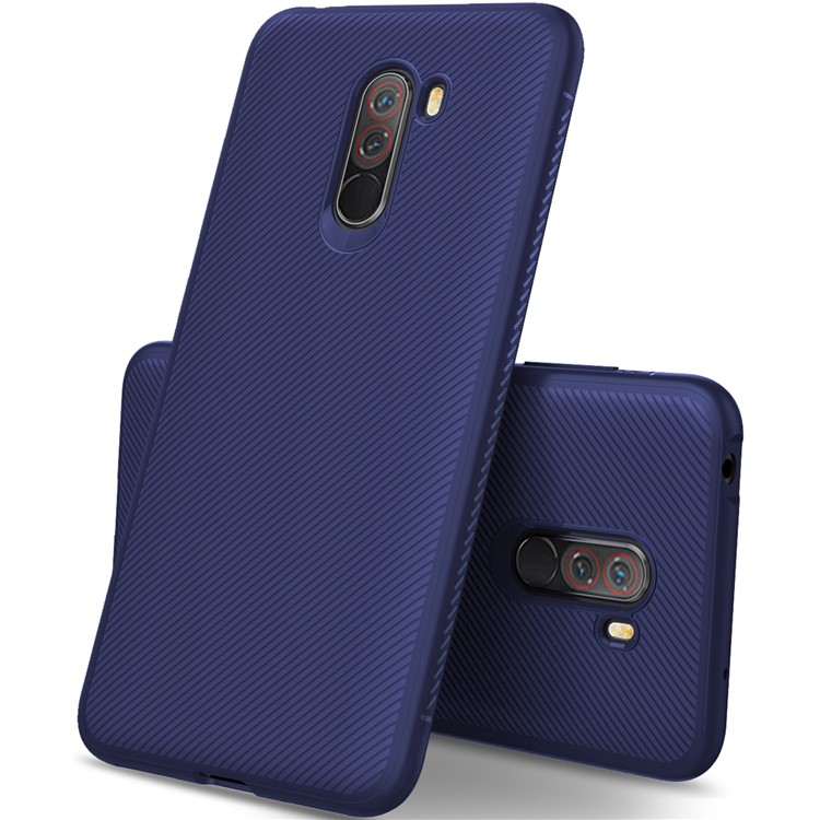 Twill Texture TPU Phone Case for Xiaomi Pocophone F1 / Poco F1 (India) - Dark Blue-1