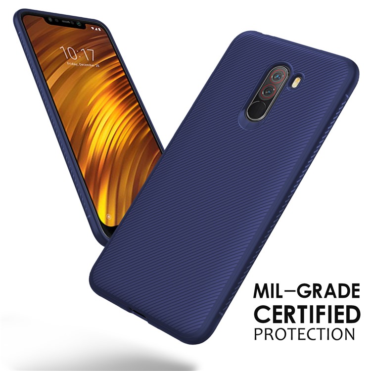 Twill Texture TPU Phone Case for Xiaomi Pocophone F1 / Poco F1 (India) - Dark Blue-2